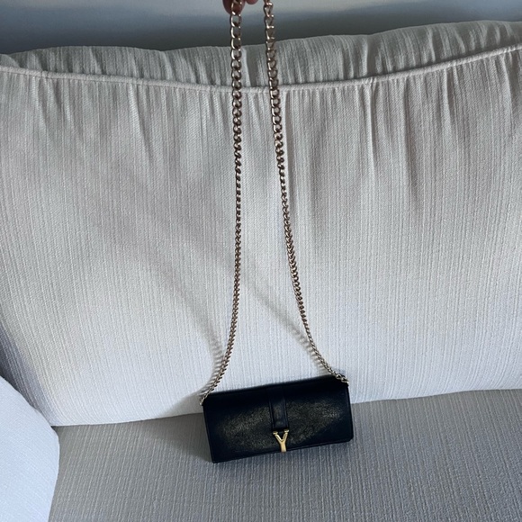 YSL leather bifold long wallet with free gold chain - Picture 4 of 5